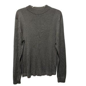 Murano Mens 100% Silk Sweater Size M Gray Thin Knit Long Sleeve Crew Neck Ribbed